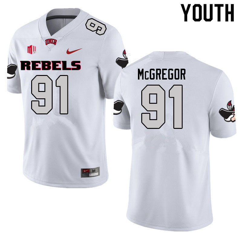 Youth #91 Noah McGregor UNLV Rebels College Football Jerseys Sale-White